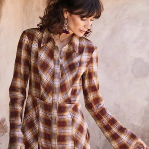 PERUVIAN CONNECTION Ojai plaid tartan fall shirt dress EUC worn once SIZE 2